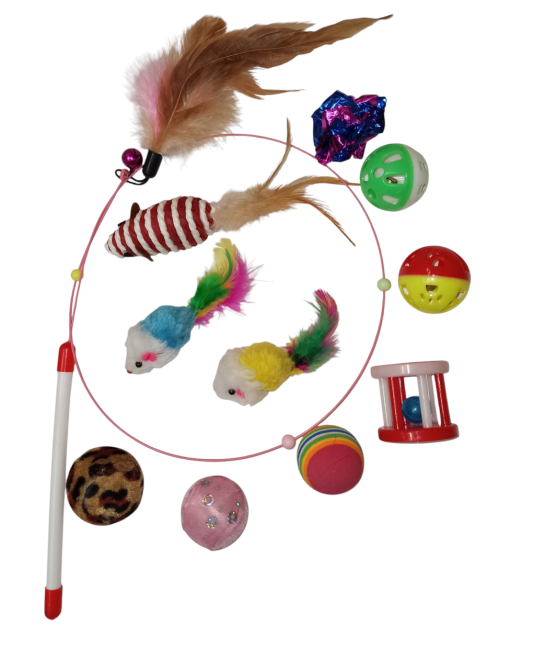 Дразнилка для котов с разными игрушками 11 шт разноцветный Киев - изображение 4