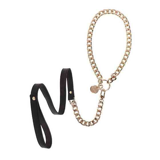 Повідець ланцюг із петлею зі штучної шкіри Statement Leash золотистий, 75 см Sex Aura Київ