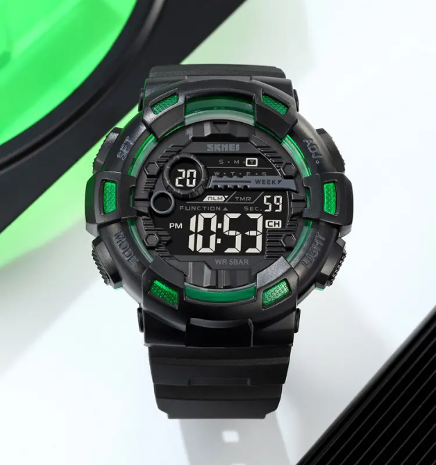 Годинник чоловічий спортивний наручний Skmei 2110 (Чорний із зеленим) Вінниця - фото 4