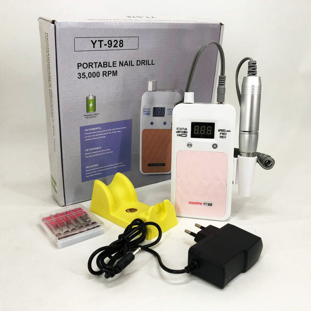 Фрезер для маникюра и коррекции ногтей Nail Drill YT-928 белый, Маникюрный фрезер с подсветкой UG-37 Львов - изображение 4