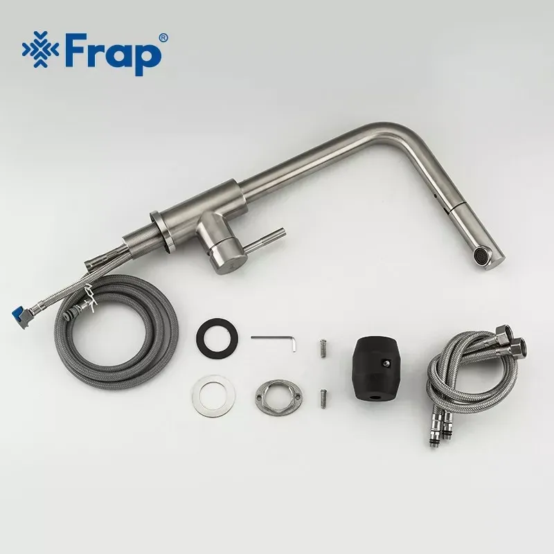 Смеситель для кухни с выдвижным изливом Frap F60899, сатин Киев - изображение 7