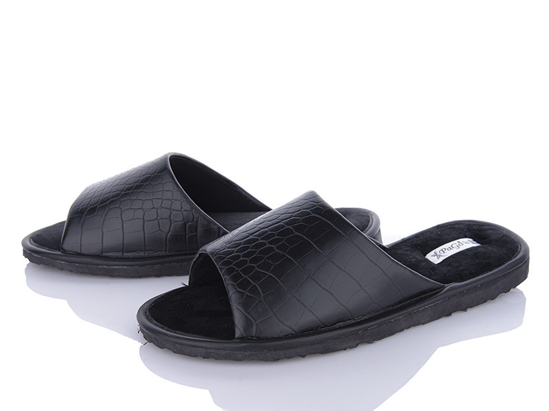 Мужские домашние тапочки открытый носок черные Одесса - изображение 4