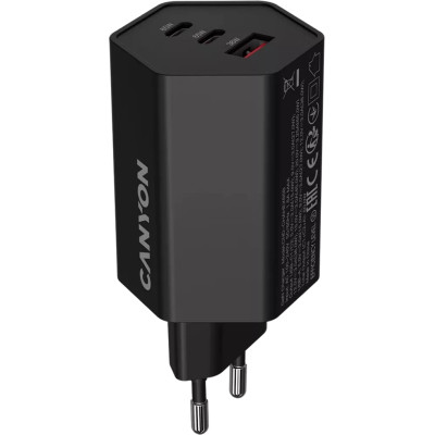 Зарядное устройство Canyon HEXAGON 65 GaN 65W 2xPD 1xQC EU Black (CND-CHAHEX65B) Винница - изображение 1