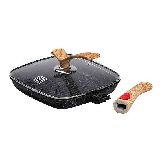 Чорна квадратна сковорода-гриль 24 см зі скляною кришкою Київ