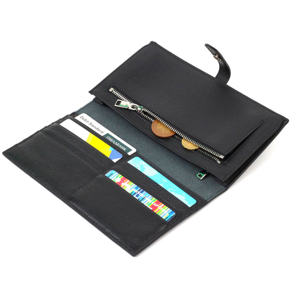 Женский тонкий кошелек из натуральной кожи Черный (Tony Bellucci) Киев - изображение 1