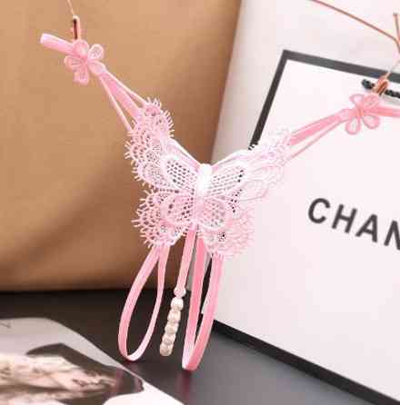 Трусики з перлинами рожеві "Метелик" - розмір універсальний (на резинці), 15% нейлон, 85% поліестер Київ