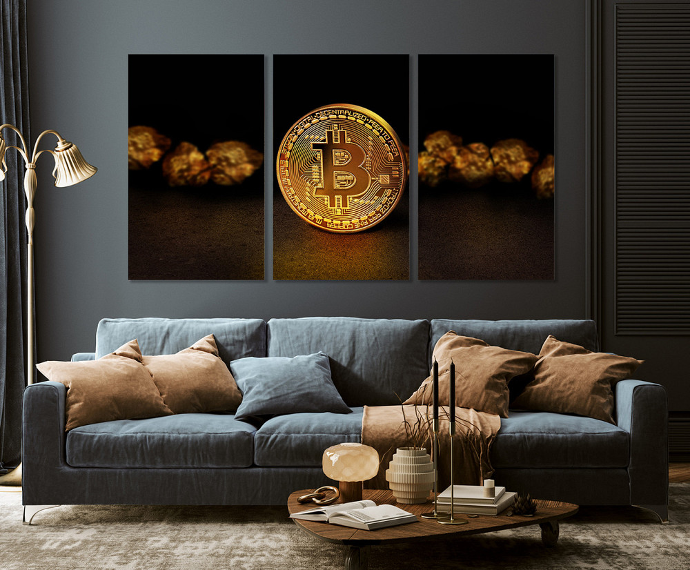 Модульная картина в гостиную / спальню   Биткоін     ART-074_3A 70х130 см Киев - изображение 3