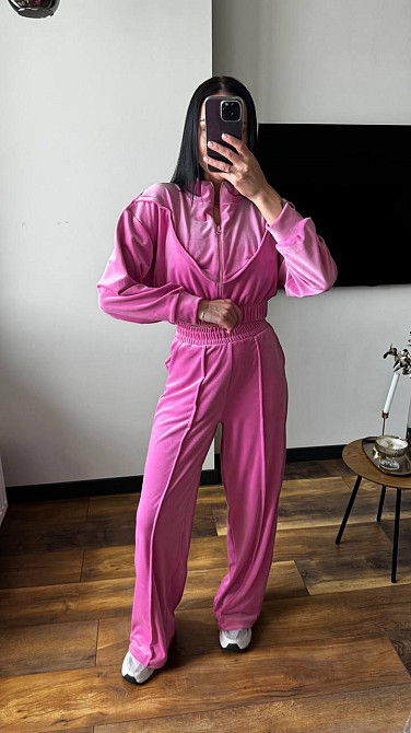 Женский плюшевый костюм тройка: кофта топ и штаны велюр Барби, 44/46 Одесса - изображение 4