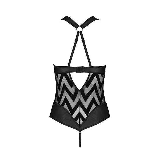 Сітчастий боді з халтером та ритмічним малюнком Passion Hima Body XXL/XXXL, black Sex Aura Київ
