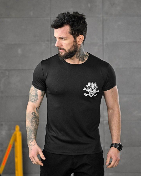 Тактическая потоотводящая футболка SABUR skull black ВТ5128 Одесса - изображение 3