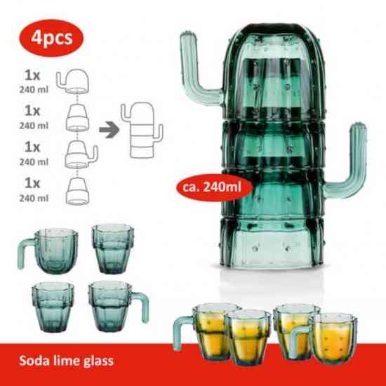 Набор 4 стеклянных чашек в форме дизайна Кактуса Винница