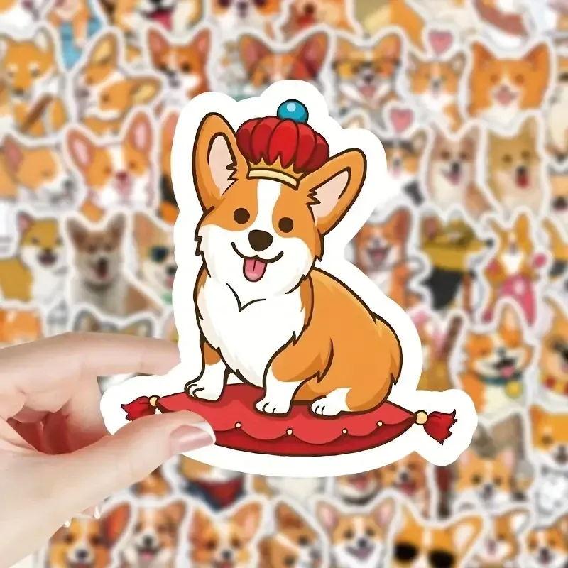 Набор наклеек «Корги» – 50 шт. виниловые водостойкие стикеры с милыми собачками Киев - изображение 2