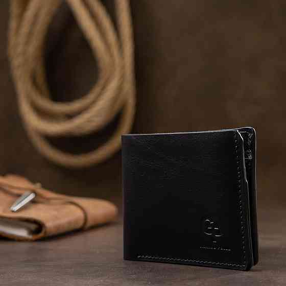 Кожаное мужское стильное портмоне Синий (GRANDE PELLE) Киев