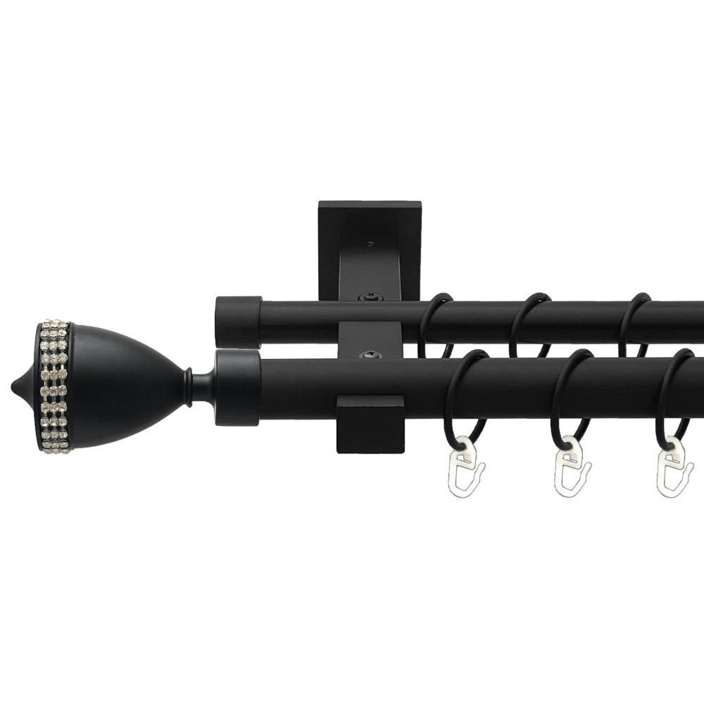 Карниз Orvit Етернія металевий дворядний техно гладка труба кільце металеве Чорний Оксамит 25\19 мм 240 см Львов - изображение 1