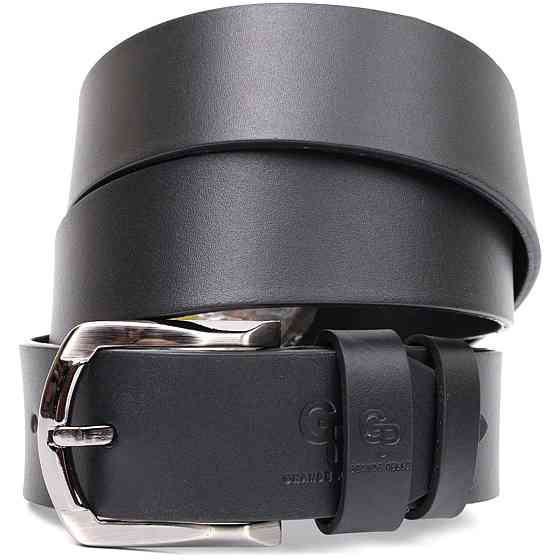 Превосходный ремень под джинсы из натуральной кожи Черный (GRANDE PELLE) Киев