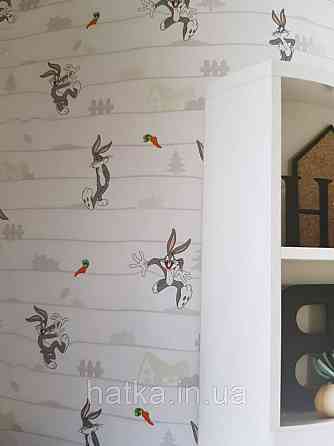 Обои виниловые на флизелине AdaWall Ada Kids метровые детские герои мультфильма Луни тюнз кролик Багз Банни Киев