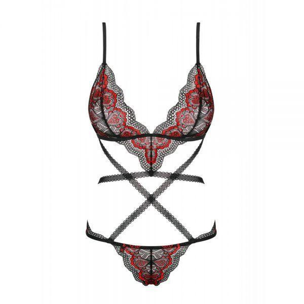 Боди Obsessive Megies с перекрещивающимися стрепами, черно-красный, L/XL Sex Aura Киев - изображение 3