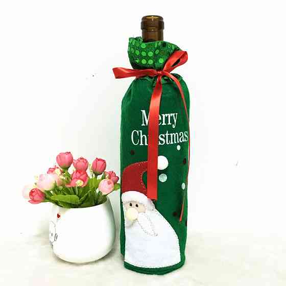 Новогодний декор на бутылку 30 на 12 см разноцветный Киев