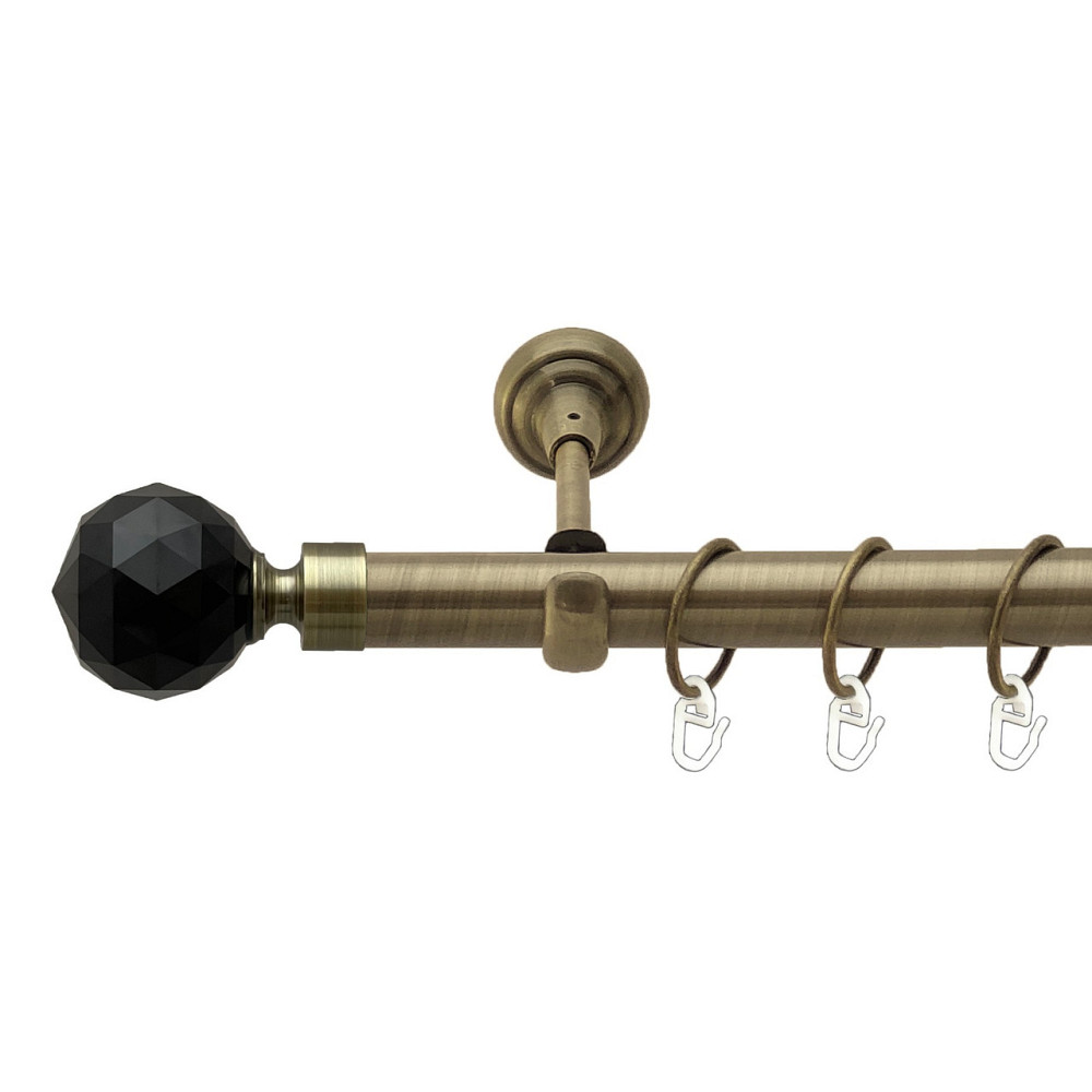 Карниз Orvit Люміера Неро металевий однорядний відкритий гладка труба кільце металеве Антик 25 мм 240 см (00-00024362) Львів - фото 1