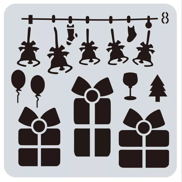 Трафарет новогодний на окно Подарки 15 на 15 см серый Киев - изображение 1