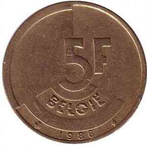 5 франків. 1986 рік, Бельгія (Belgie). Полтава
