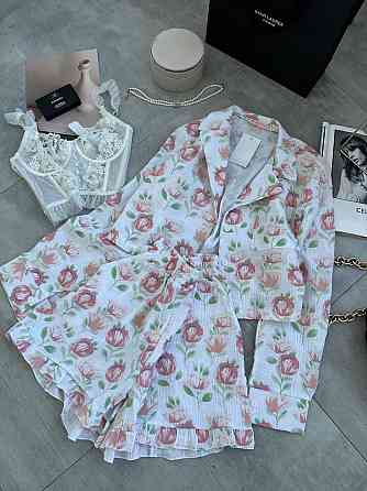 Женская принтованная пижама двойка из натурального муслина Молочный 2, 44/46 Одесса