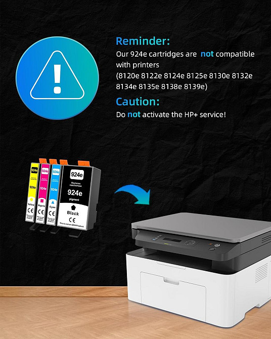 Картриджі для принтера KINGJET 924 HP 924 для HP OfficeJet 8120e 8122e 8124e 8125e OfficeJet Pro 8130e/8132e/8134e/8138e Днепр - изображение 5