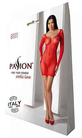 Полупрозрачное мини-платье Passion BS101 One Size, red, рукава-митенки Sex Aura Киев