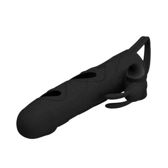 Насадка на член - Pretty Love Penis Sleeve With Ball Strap 5.5" Black Sex Aura Київ
