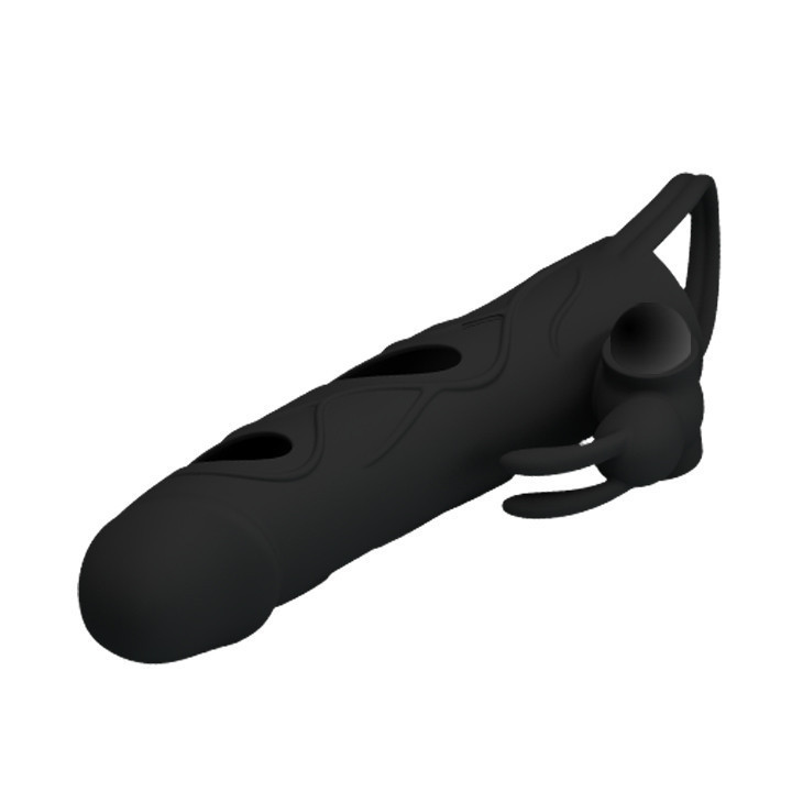 Насадка на член - Pretty Love Penis Sleeve With Ball Strap 5.5" Black Sex Aura Київ - фото 4