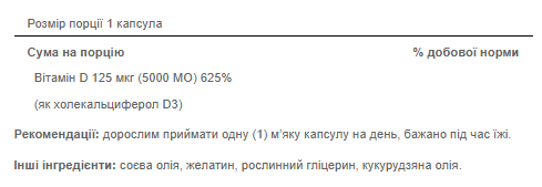 Вітамін Д Puritan's Pride Vitamin D3 5000 IU 200 caps Київ