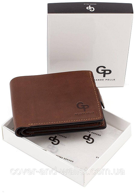 Солидный мужской кожаный кошелек на магнитах Grande Pelle Amico Киев - изображение 4