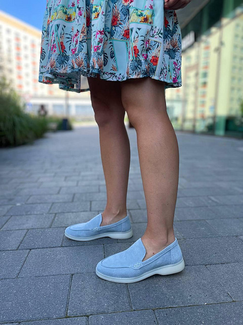 Лоферы женские KATI SHOES голубые натуральная замша демисезонные 36-40 (141) Коломия - фото 4