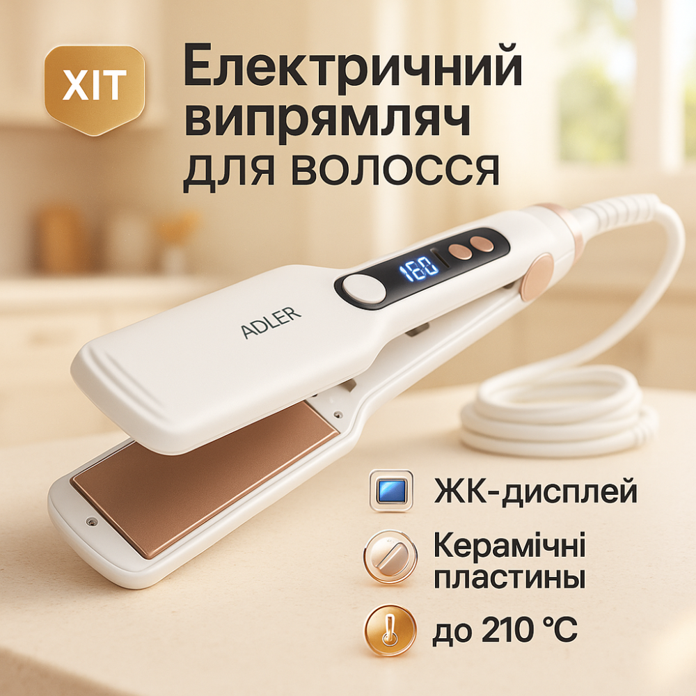 Широкий утюжок для выпрямления волос, Плойка выравниватель, Плойка утюжок выпрямитель BD-60 Львов - изображение 13