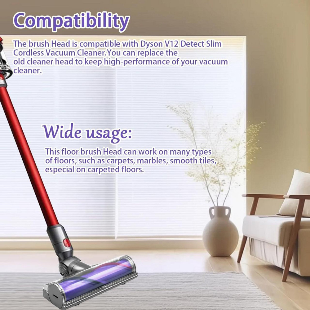 Електрична насадка для пилососа Dyson V12 Detect Slim Чорна Direct Drive турбо-щітка для твердих підлог і килимів, змінна насадка Київ - фото 7