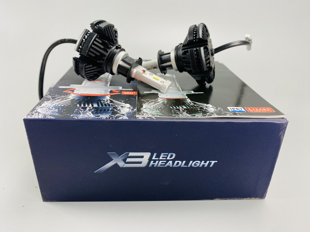 X3 Лампа світлодіодна цоколь H1 (к-кт 2 шт) 12/24V, 50W, 4000Lm + вентилятор (авиац. алюмін. профілю.) Мукачево - фото 4