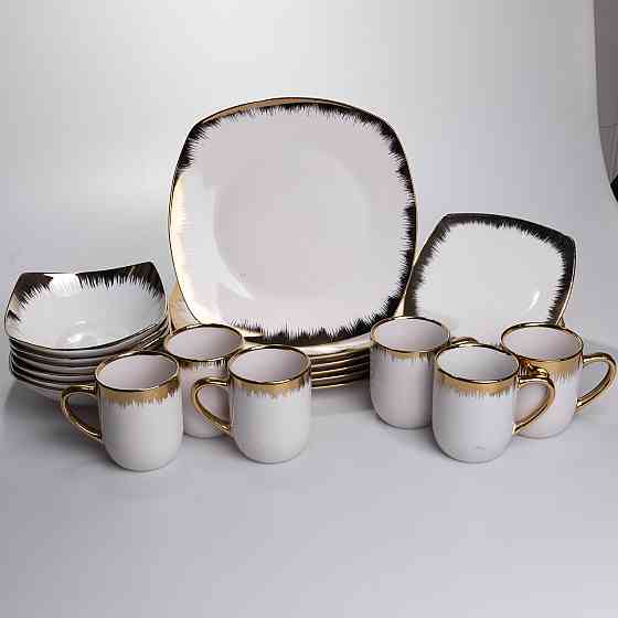 Yiwu Столовий набір посуду тарілок і чашок 24 предмети на 6 персон «Геометрія» порцеляновий SD- Коломия