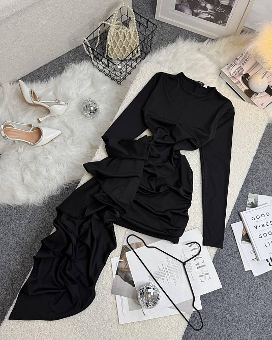 Жіноча святкова сукня міні зі шлейфом мікродайвінг Одеса - фото 4