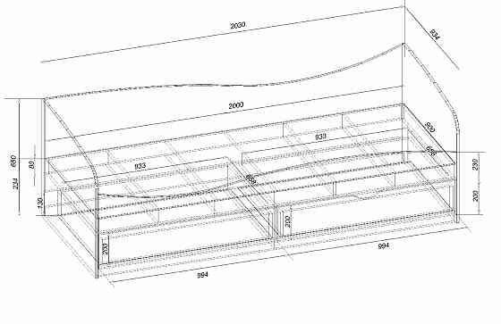 Ліжко односпальне L-11, Білий, 2030х937х680 Львів