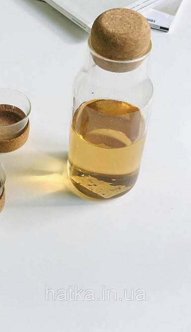 Бутылка стеклянная с пробковой крышкой для воды сока молока  Olens 