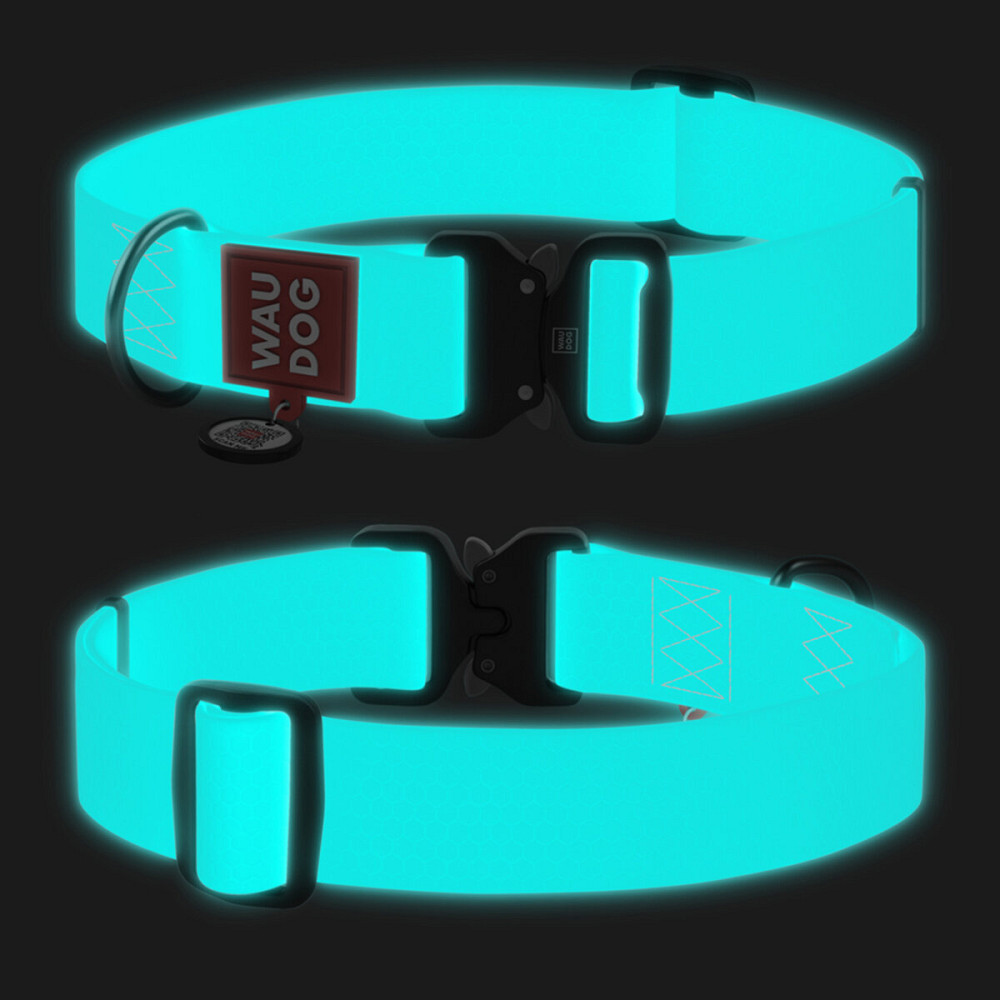 Ошейник для собак водостойкий WAUDOG Waterproof с QR-паспортом, светящийся в темноте, металлическая пряжка-фастекс, XXL, Ш 40 мм, Д 46-70 см Киев - изображение 1