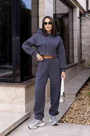 Спортивный костюм на флисе с коротким худи Navi батал 50-52, Графит Киев