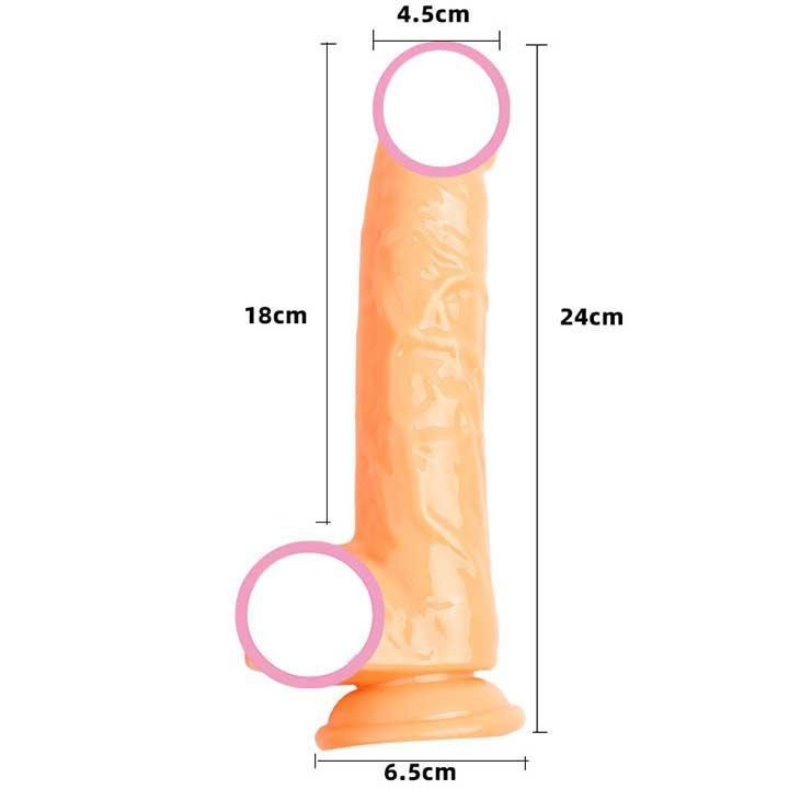 Реалістичний гнучкий фаллос на присосці — 24x18x4.5 см — Тілесний Вінниця - фото 4