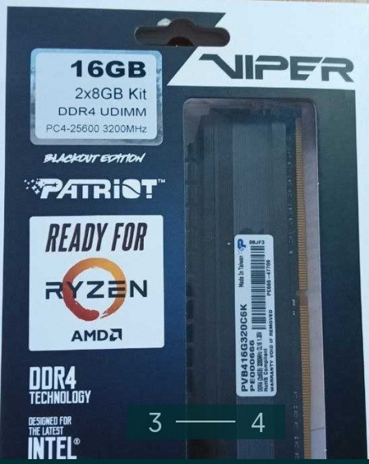 Видеопамять: Viper Patriot 16Gb. 3200 MHz. DDR4. Киев - изображение 3