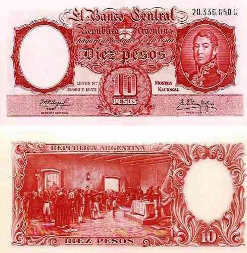 Аргентина / Argentina 10 Pesos 1962 Pick 270c UNC Полтава - фото 1