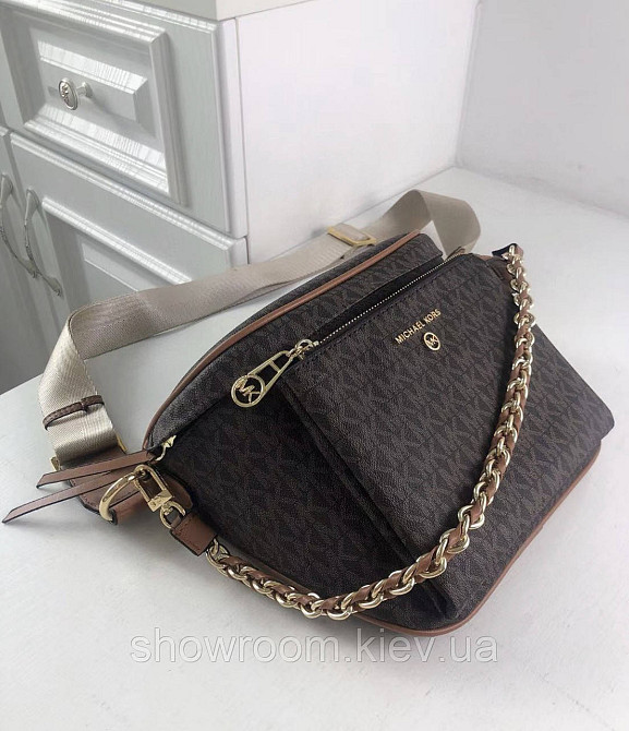 Жіноча сумка "бананка" на груди і на пояс MK Slater коричнева Київ - фото 5