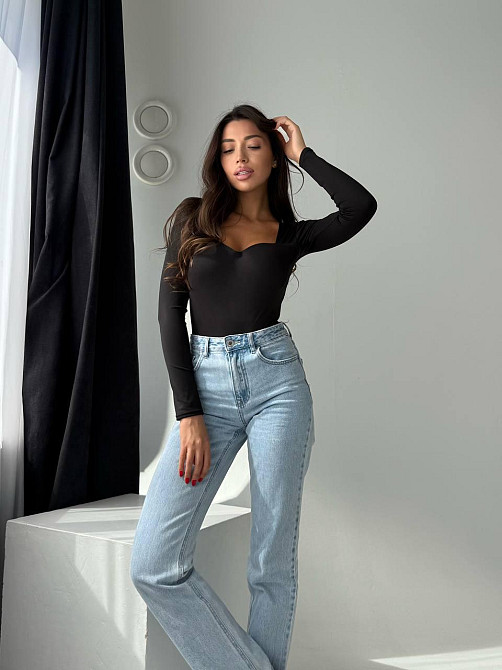 Стильный женский боди с пуш-ап эффектом микродайвинг Черный, 46/48 Одесса - изображение 2