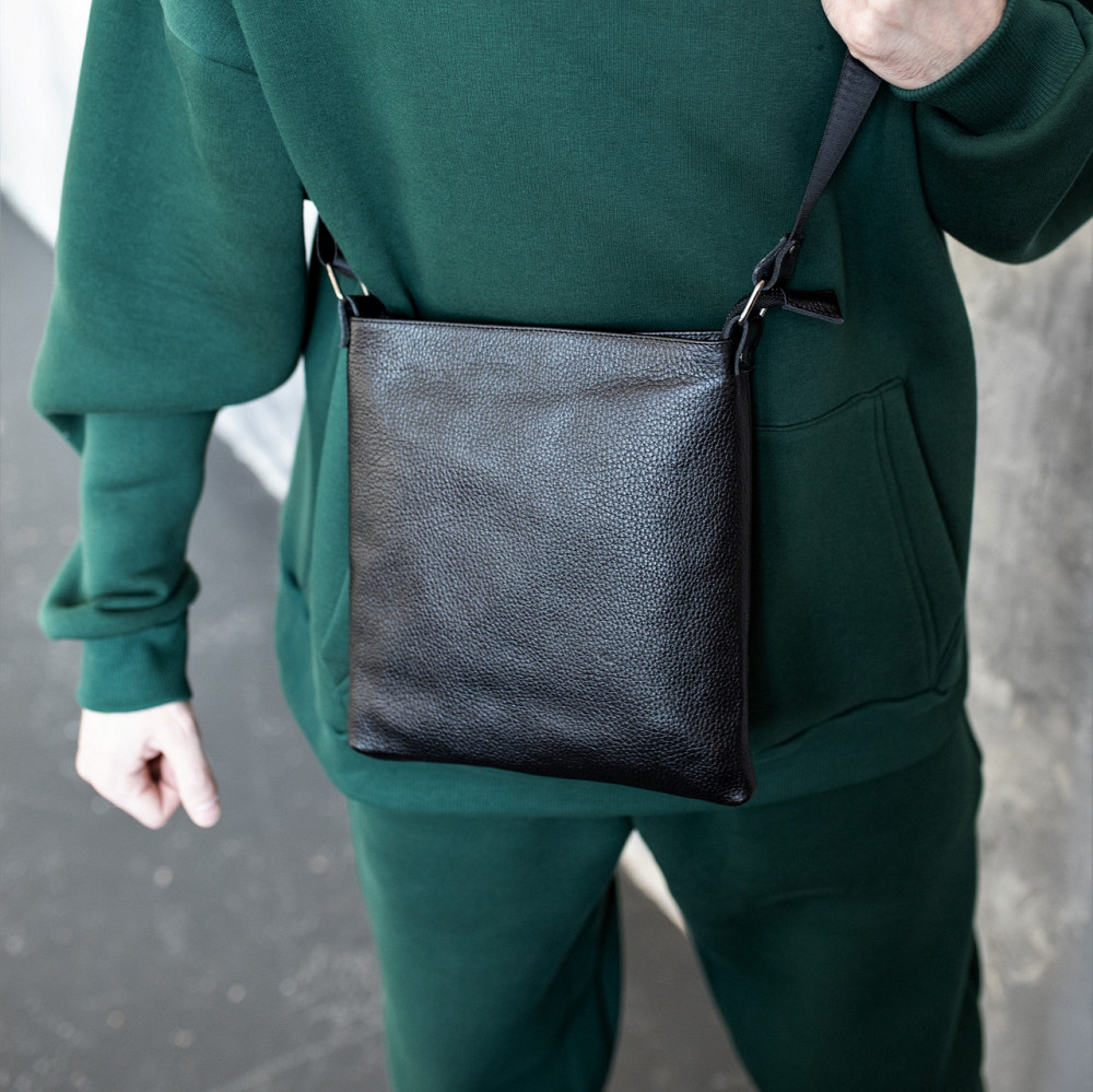 Сумка мужская через плечо из натуральной кожи барсетка для парня, чернаяMasterSem Киев - изображение 7