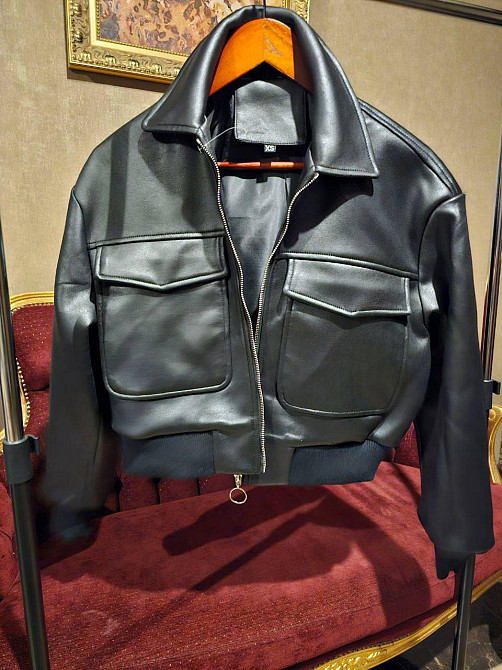 Жіноча куртка бомбер з еко-шкіри Чорний L Харків - фото 8