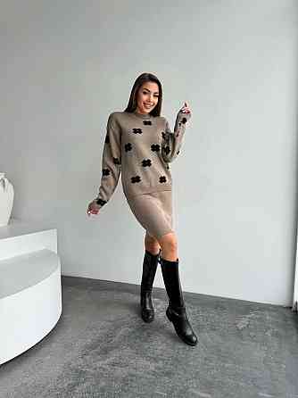 Жіночий базовий в'язаний костюм-двійка машина в'язка Мокко Одеса